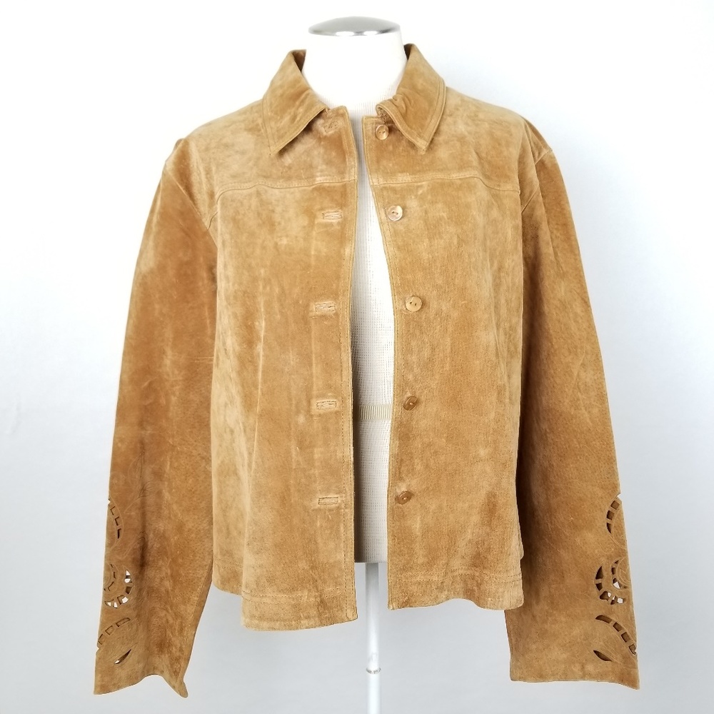 Coldwater Creek Leather Jacket size XL Tan Brown